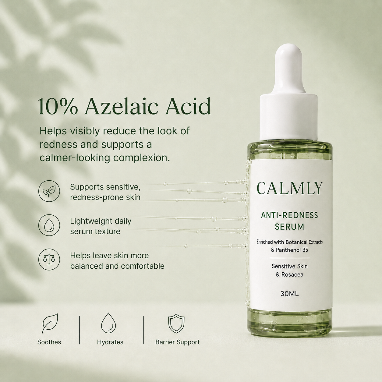 CALMLY formula with azelaic acid for redness-prone skin